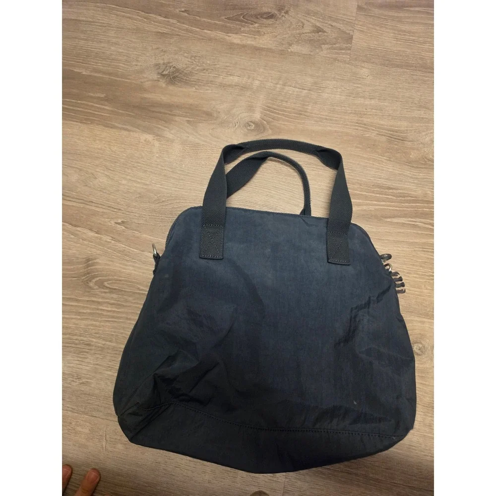 Kipling Defea Navy Blue Crinkle Nylon Handbag Satchel Monkey Keychain Messenger